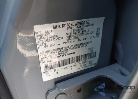 2014 Ford F-250 Lariat from USA, damaged, VIN 1FT7W2BT6EEB64606